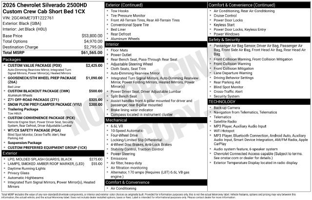 New 2026 Chevrolet Silverado 2500 Custom w/ Custom Value Package AWD/4WD image 25