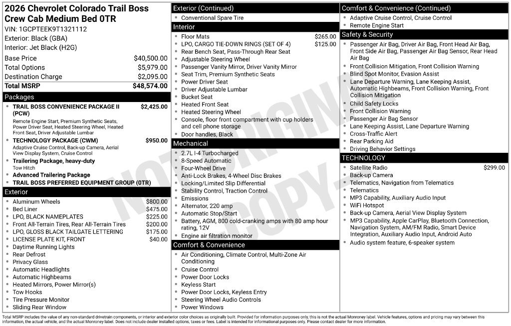 New 2026 Chevrolet Colorado Trail Boss AWD/4WD image 42
