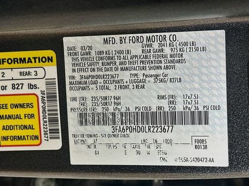 Certified 2020 Ford Fusion SE FWD image 36