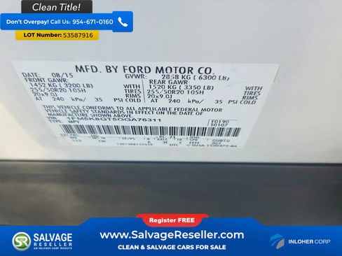 Used 2016 Ford Explorer Sport w/ Equipment Group 401A AWD/4WD image 16