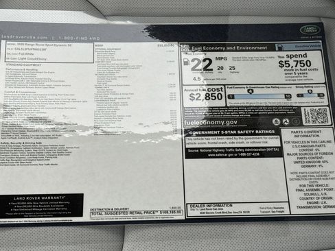New 2026 Land Rover Range Rover Sport Dynamic SE image 30