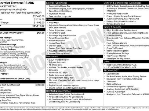 New 2026 Chevrolet Traverse RS w/ LPO, Floor Liner Package image 4
