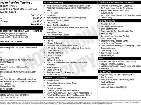 Used 2021 Chrysler Pacifica Touring-L w/ Premium & Safety Sphere Group AWD/4WD image 2