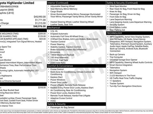 Used 2021 Toyota Highlander Limited AWD/4WD image 86