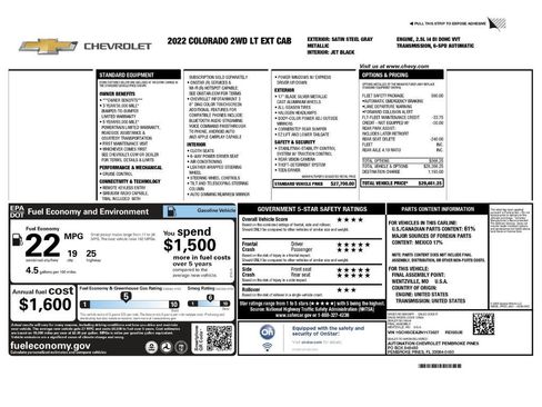 Used 2022 Chevrolet Colorado LT w/ Fleet Safety Package RWD image 2