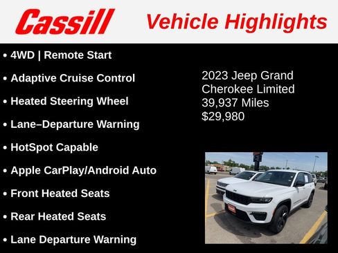 Used 2023 Jeep Grand Cherokee Limited w/ Black Appearance Package AWD/4WD image 3