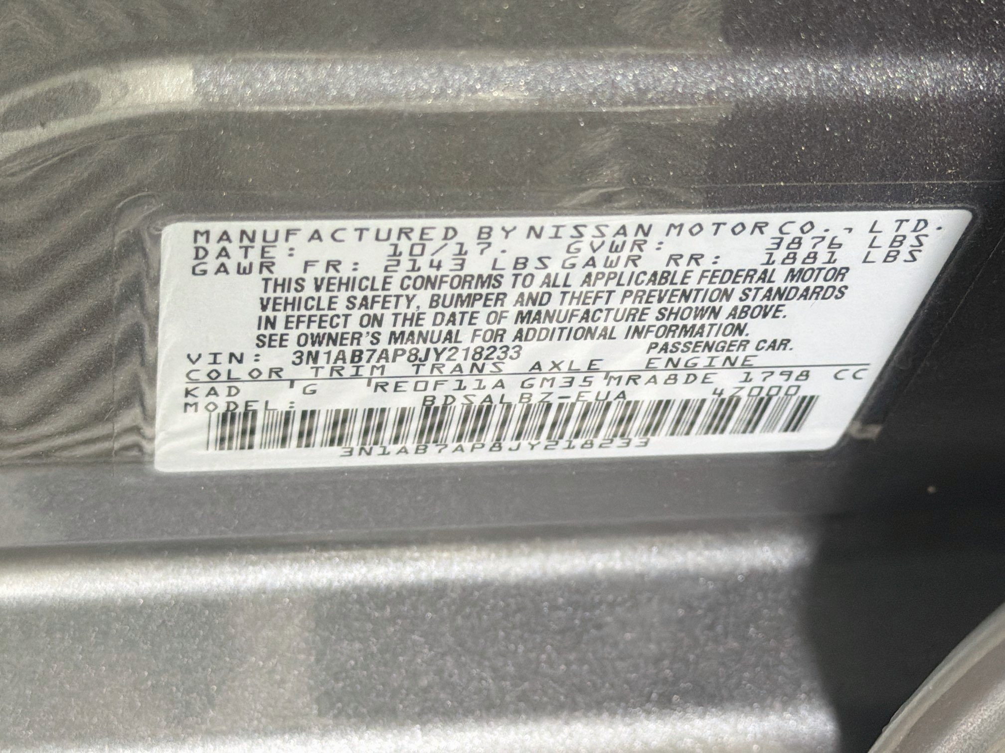Used 2018 Nissan Sentra S FWD image 12