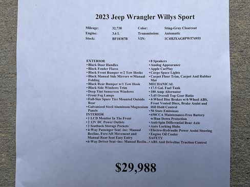 Used 2023 Jeep Wrangler Sport AWD/4WD image 25