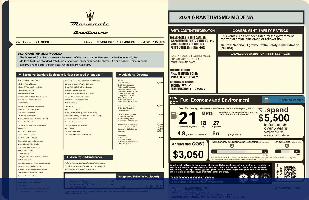 Used 2024 Maserati GranTurismo Modena AWD/4WD image 1