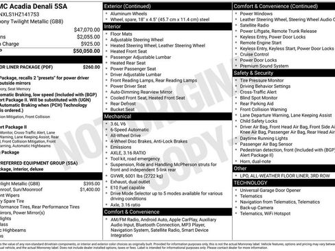 Used 2017 GMC Acadia Denali w/ LPO, Floor Liner Package image 6