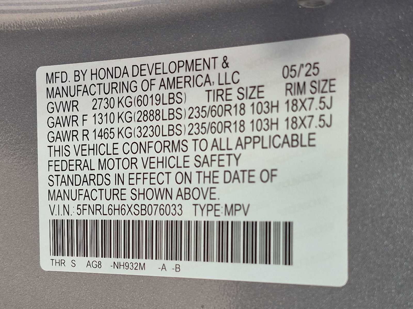 Certified 2025 Honda Odyssey EX-L image 34
