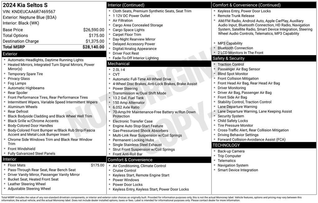 Certified 2024 Kia Seltos S AWD/4WD image 6