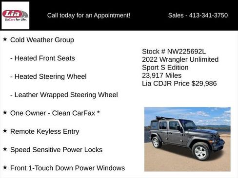 Certified 2022 Jeep Wrangler Unlimited Sport AWD/4WD image 16
