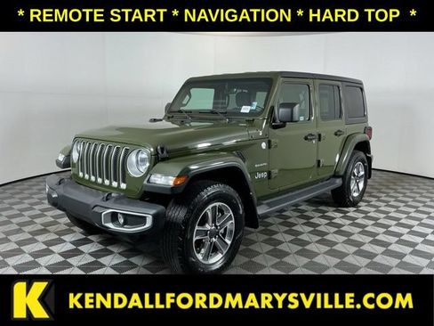 Used 2021 Jeep Wrangler Unlimited Sahara w/ Uconnect 4C Nav & Sound Group AWD/4WD image 1