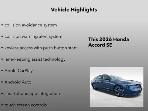 New 2026 Honda Accord SE image 10