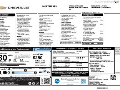New 2026 Chevrolet Trax RS w/ Sunroof Package