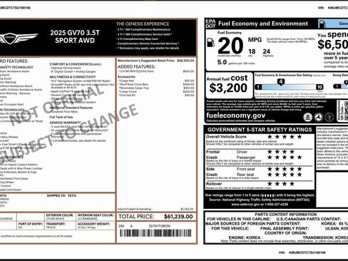Certified 2025 Genesis GV70 3.5T Sport AWD/4WD image 3
