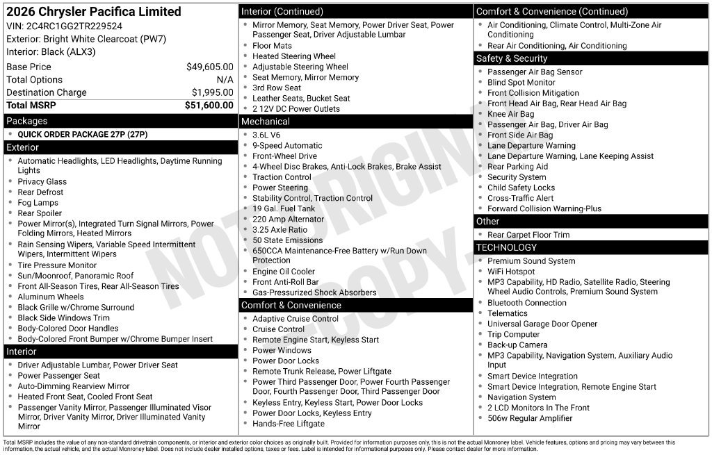 Used 2026 Chrysler Pacifica Limited FWD image 30