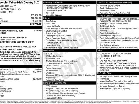 New 2026 Chevrolet Tahoe High Country AWD/4WD image 6
