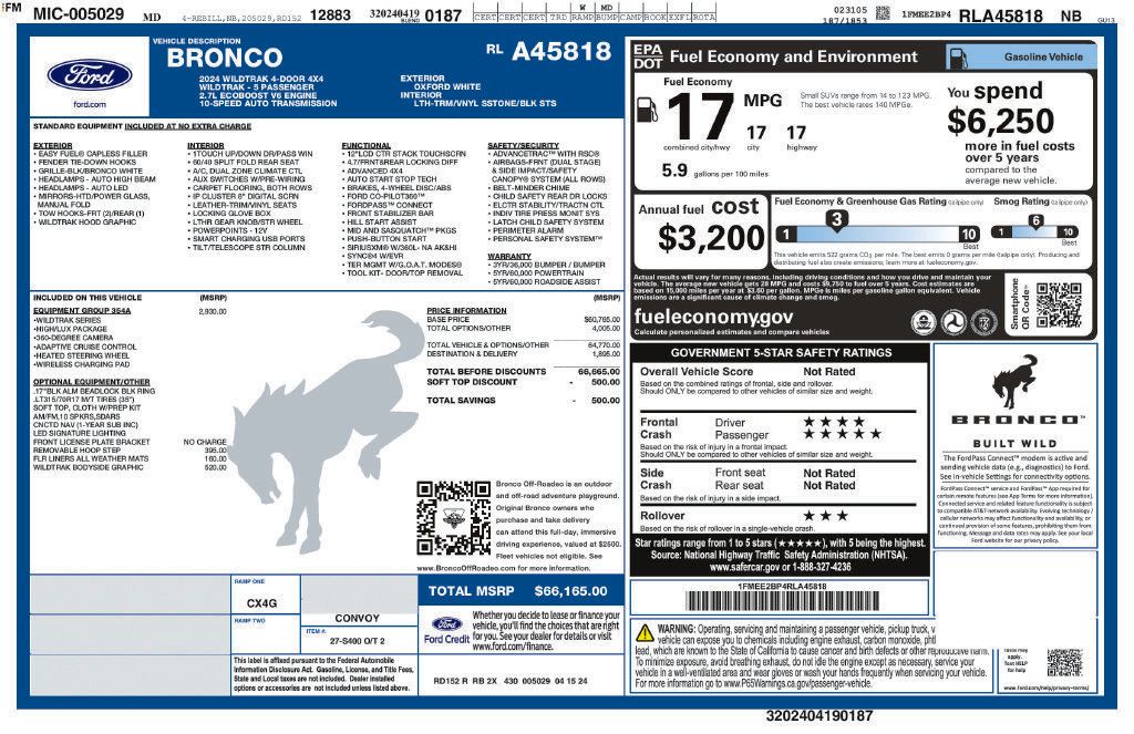 Certified 2024 Ford Bronco Wildtrak AWD/4WD image 37