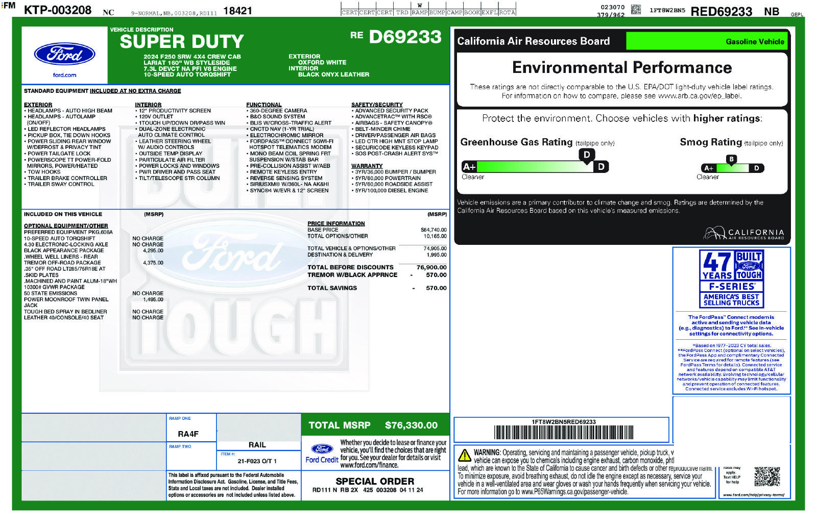 Used 2024 Ford F250 Lariat w/ Tremor Off-Road Package AWD/4WD image 4