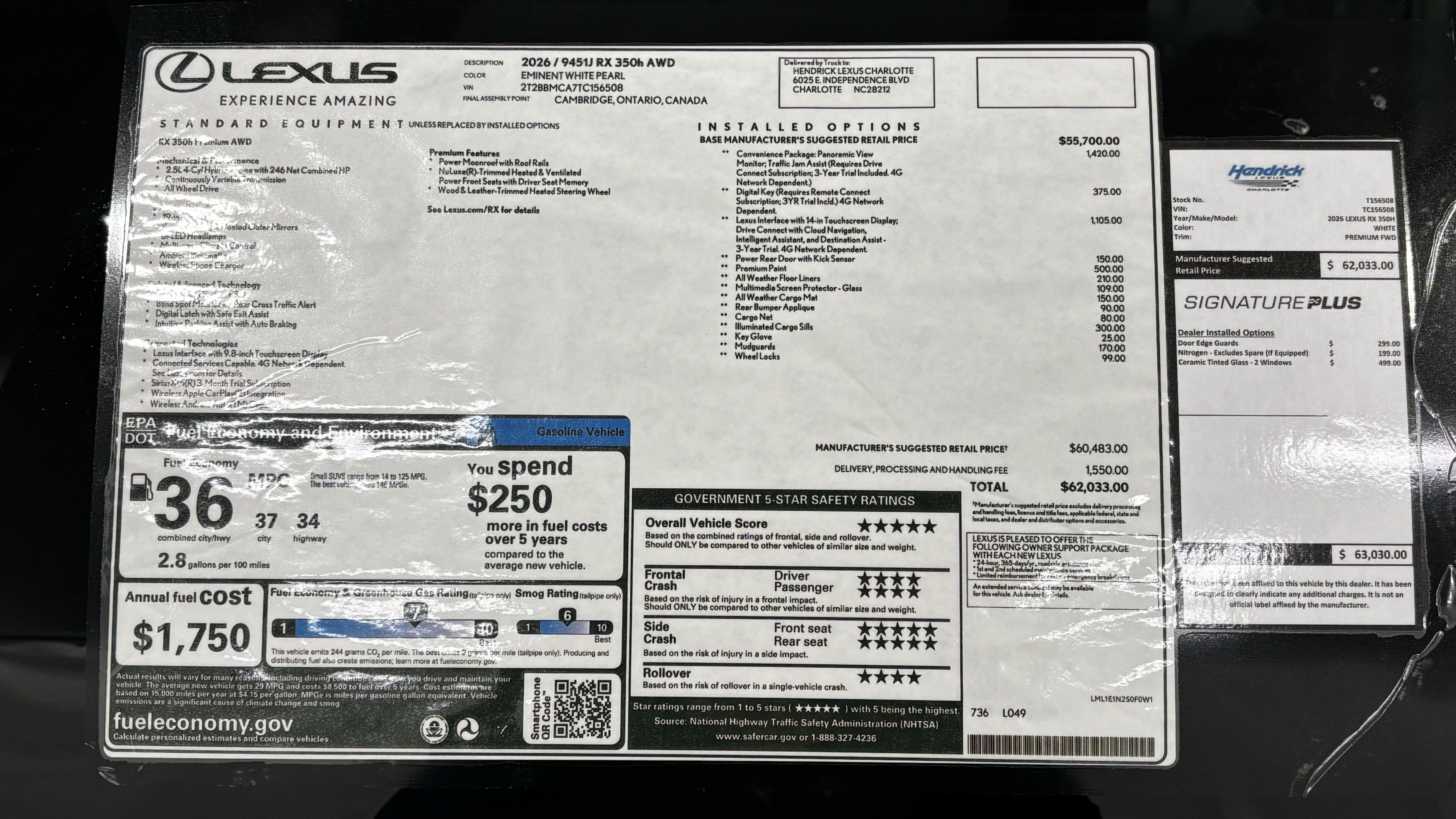 New 2026 Lexus RX 350h w/ Convenience Package AWD/4WD image 15