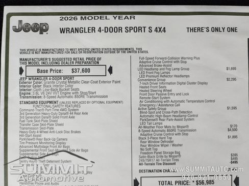 New 2026 Jeep Wrangler Sport S image 27