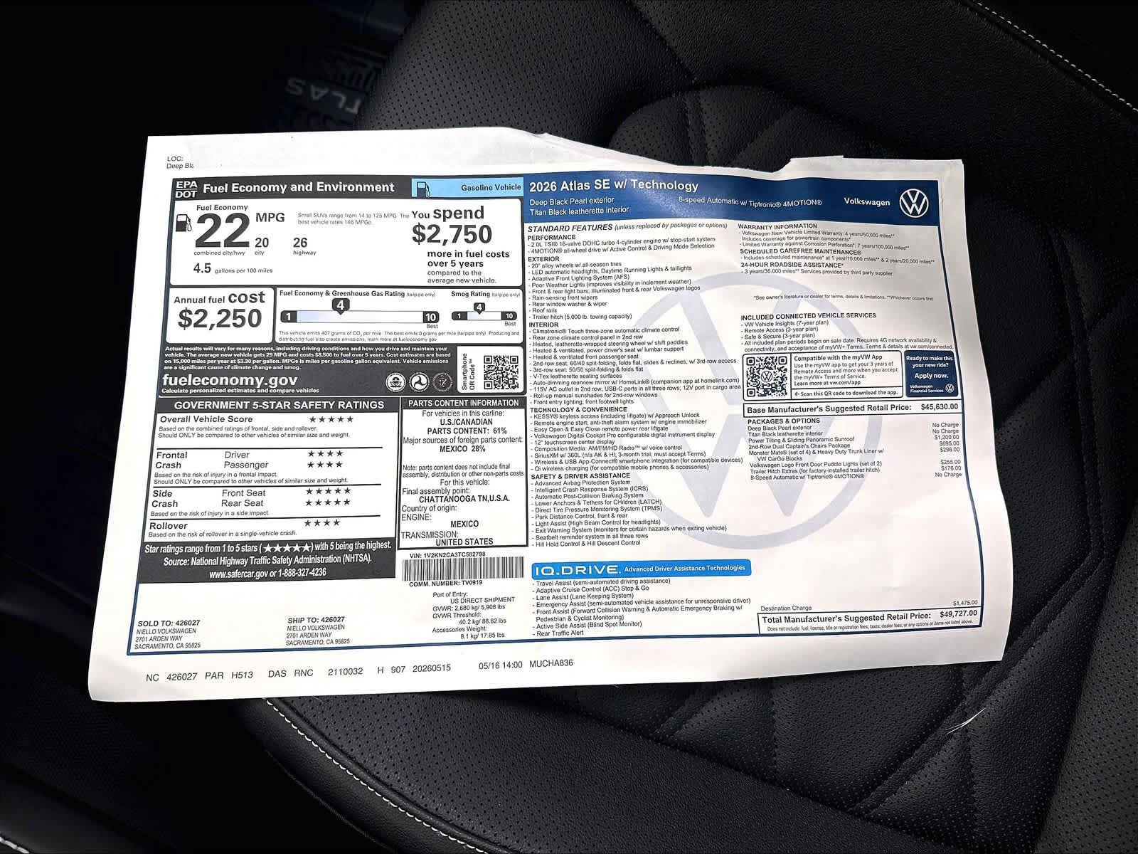 New 2026 Volkswagen Atlas SE AWD/4WD image 14