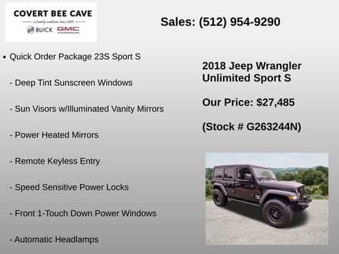 Used 2018 Jeep Wrangler Unlimited Sport S AWD/4WD image 6