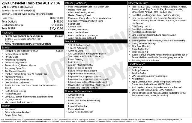 Used 2024 Chevrolet TrailBlazer ACTIV w/ Driver Confidence Package AWD/4WD image 4