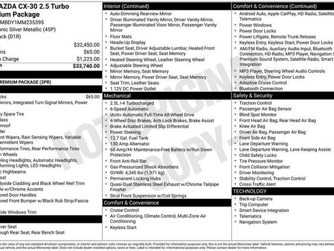 Used 2021 MAZDA CX-30 2.5 Turbo w/ Premium Package image 2