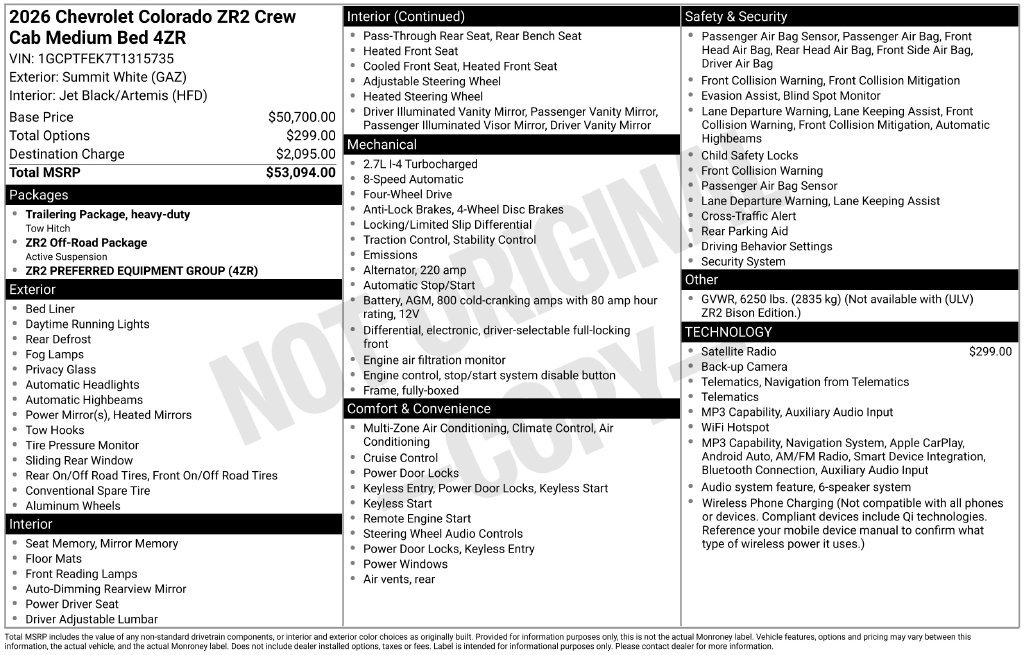 New 2026 Chevrolet Colorado ZR2 AWD/4WD image 4