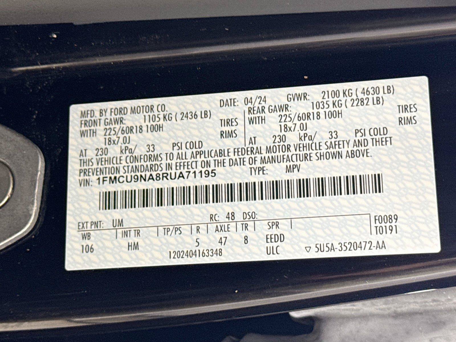 Used 2024 Ford Escape ST-Line Select w/ Tech Pack #1 AWD/4WD image 23