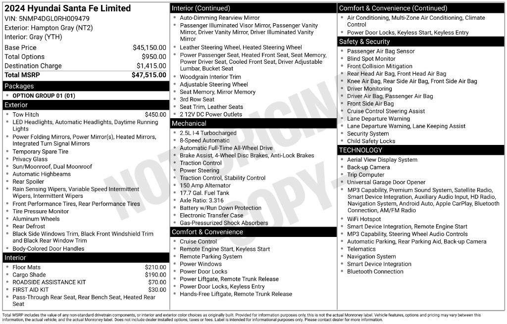 Used 2024 Hyundai Santa Fe Limited AWD/4WD image 6