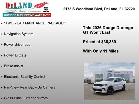 New 2026 Dodge Durango GT w/ Blacktop Package RWD image 13