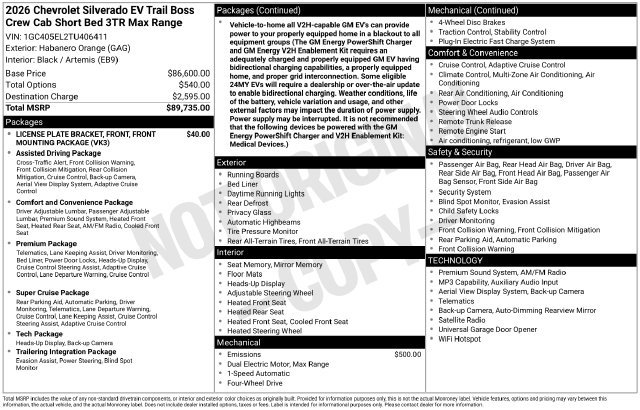 Used 2026 Chevrolet Silverado EV Trail Boss AWD/4WD image 45