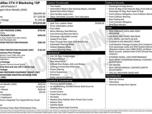 Used 2023 Cadillac CT4 V Blackwing w/ Technology Package RWD image 1
