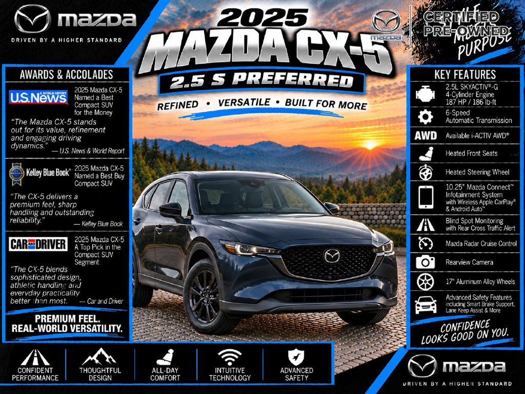 Used 2025 MAZDA CX-5 AWD 2.5 S w/ Preferred Package image 2