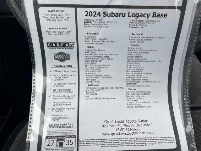Used 2024 Subaru Legacy AWD/4WD image 27
