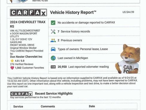 Used 2024 Chevrolet Trax RS w/ Sunroof Package image 5