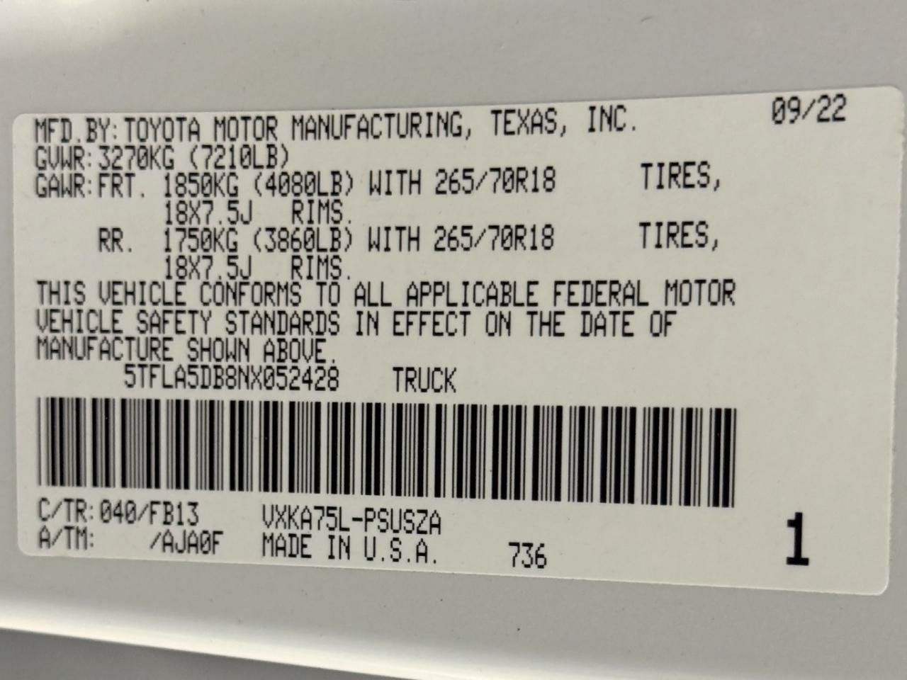 Used 2022 Toyota Tundra SR5 AWD/4WD image 57