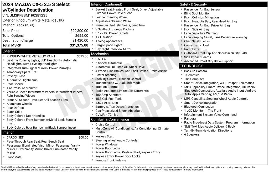 Used 2024 MAZDA CX-5 AWD 2.5 S w/ Select Package image 3