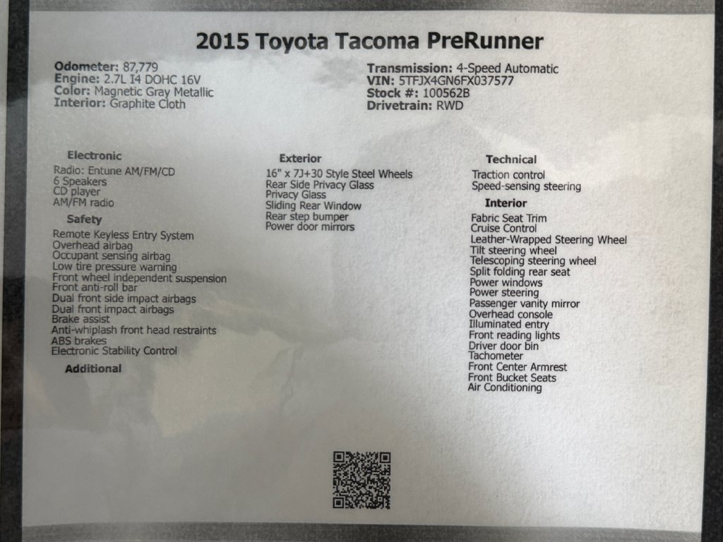 Used 2015 Toyota Tacoma PreRunner w/ Convenience Package RWD image 49