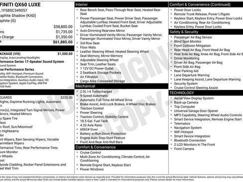 Certified 2025 INFINITI QX60 Luxe w/ Vision Package AWD/4WD image 9