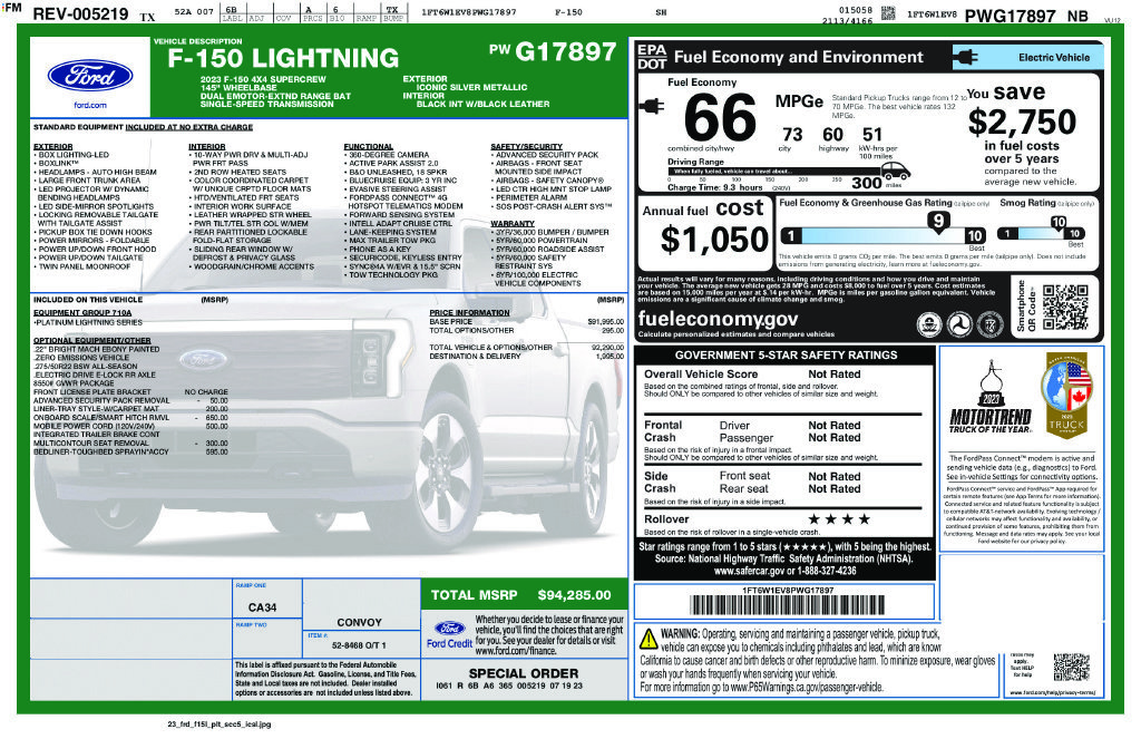 Certified 2023 Ford F150 Lightning Platinum AWD/4WD image 2