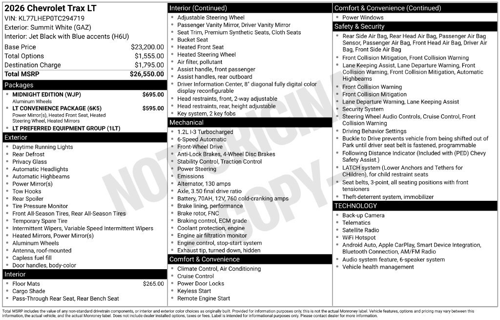 New 2026 Chevrolet Trax LT w/ Midnight Edition FWD image 2
