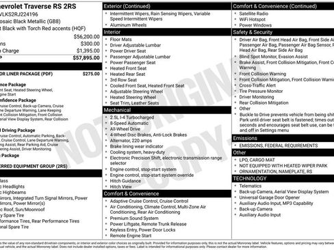 Used 2024 Chevrolet Traverse RS w/ LPO, Floor Liner Package image 3