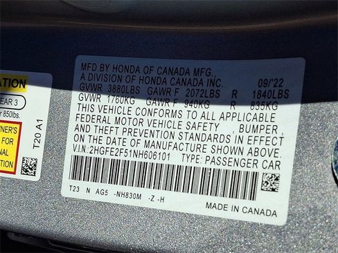 Certified 2022 Honda Civic Sport image 26