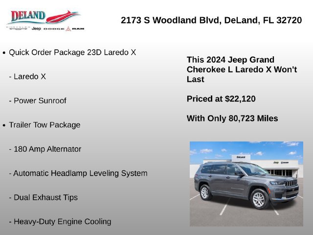 Used 2024 Jeep Grand Cherokee L Laredo w/ Trailer Tow Package RWD image 7
