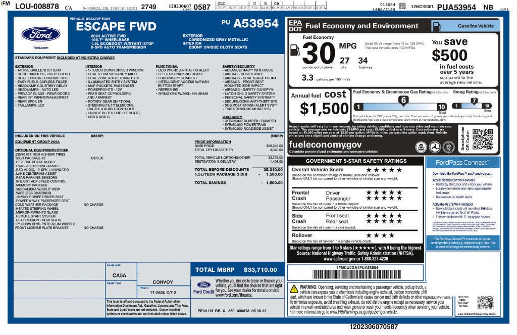 Certified 2023 Ford Escape Active w/ Tech Pack #2 FWD image 3
